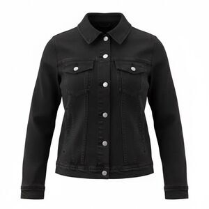 SAKS FIFTH AVENUE WOMENS DENIM JACKET BLACK SIZE 6 P